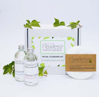 Zero Waste Facial Cleansing Kit | Micellar Water, Toner & Organic Cotton Pads from Flawless in natural face care, vegan friendly skincare