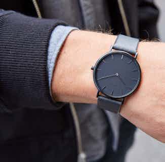 Classic | Vegan Leather Round Watch | Black & Dark Grey with Black from Votch in vegan leather watches for men, ethical men's fashion accessories