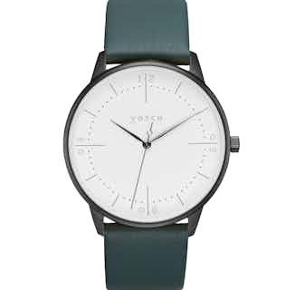 Aalto | Vegan Leather Round Watch | Black & Juniper from Votch in vegan leather watches for women, sustainable vegan accessories for women