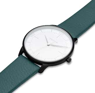 Aalto | Vegan Leather Round Watch | Black & Juniper from Votch in vegan leather watches for men, ethical men's fashion accessories