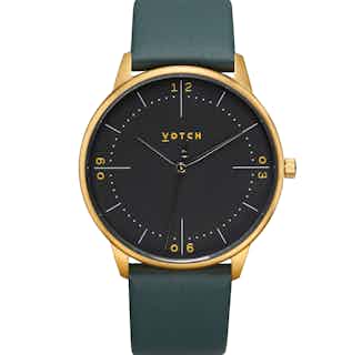 Gold & Juniper with Black | Aalto from Votch in vegan leather watches for women, sustainable vegan accessories for women