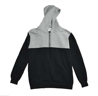 Organic Cotton Block Hoodie | Grey & Black from Rozenbroek in men's sustainable tops, Men's Sustainable Fashion