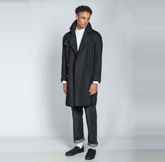 Organic Cotton Men's Twill Trench Coat | Black from Rozenbroek in sustainable men's jackets, Men's Sustainable Fashion