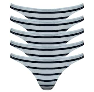 Organic Bamboo Women's 5 Piece Thong Set | Wide Stripe from Rozenbroek in eco friendly undies for women, Women's Sustainable Clothing