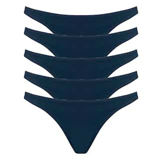 Organic Bamboo Women's 5 Piece Thong Set | Navy from Rozenbroek in eco friendly undies for women, Women's Sustainable Clothing