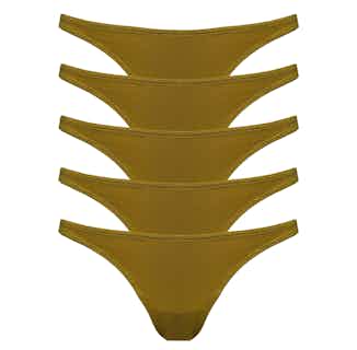 Organic Bamboo Women's 5 Piece Thong Set | Mustard from Rozenbroek in eco friendly undies for women, Women's Sustainable Clothing