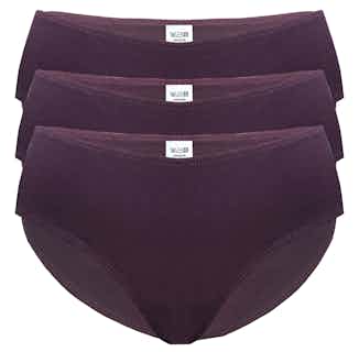 Organic Women's 3 Piece Full Brief Set | Deep Red from Rozenbroek in eco friendly undies for women, Women's Sustainable Clothing