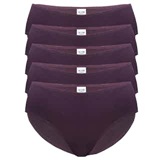 Organic Women's 5 Piece Full Brief Set | Deep Red from Rozenbroek in eco friendly undies for women, Women's Sustainable Clothing