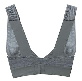Organic Cotton Cross-Over Fine Stripe Bra | Navy from Rozenbroek in sustainable bras, eco friendly undies for women