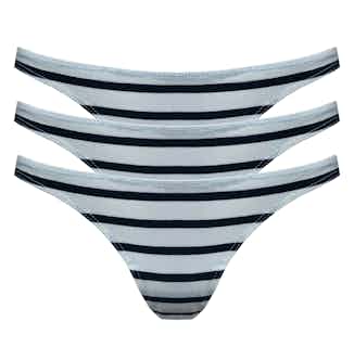 Organic Bamboo Women's 3 Piece Thong Set | Wide Stripe from Rozenbroek in eco friendly undies for women, Women's Sustainable Clothing