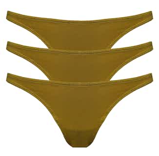 Organic Bamboo Women's 3 Piece Thong Set | Mustard from Rozenbroek in sustainable briefs for women, eco friendly undies for women