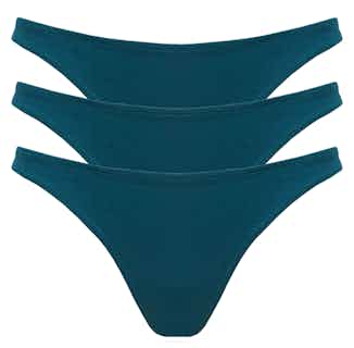 Organic Bamboo Women's 3 Piece Thong Set | Emerald from Rozenbroek in sustainable briefs for women, eco friendly undies for women