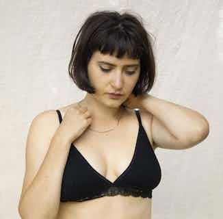 Casamance | Organic Cotton & Recycled Lace Piping Bra | Black from Olly in sustainable bras, eco friendly undies for women