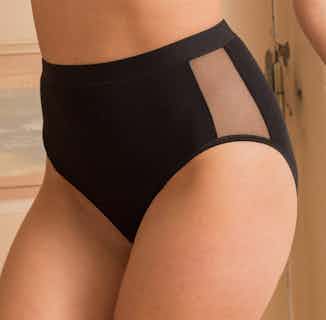 Onyx | Organic Cotton & Recycled Mesh Side High Waist Briefs | Black from Olly in eco friendly undies for women, Women's Sustainable Clothing