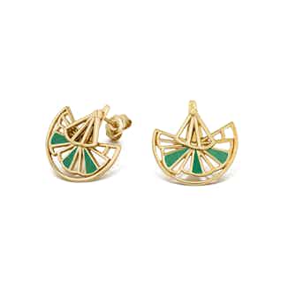 Wedge Collection | Sustainably Sourced Jacket Stud Earrings | Gold & Green Plated from Little by Little in sustainably sourced jewellery, Women's Sustainable Clothing