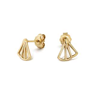 Wedge Collection | Sustainably Sourced Jacket Stud Earrings | Gold & Green Plated from Little by Little in eco-friendly earrings, sustainably sourced jewellery