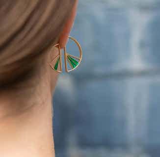 Wedge Collection | Sustainably Sourced Split Hoop Earrings | Green & Gold Plated from Little by Little in sustainably sourced jewellery, Women's Sustainable Clothing