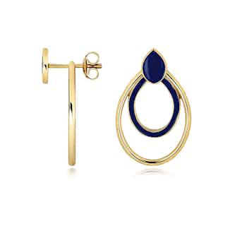 Pip Collection | Sustainably Sourced Stud Earrings with Detailed Back | Gold & Navy from Little by Little in eco-friendly earrings, sustainably sourced jewellery