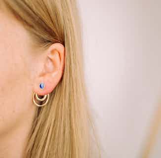 Pip Collection | Sustainably Sourced Stud Earrings with Detailed Back | Gold & Navy from Little by Little in eco-friendly earrings, sustainably sourced jewellery
