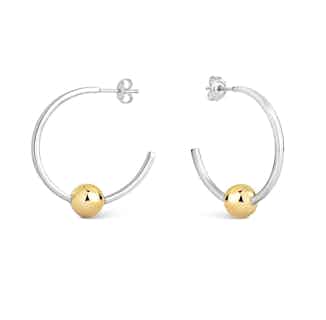 Mustard Collection | Sustainably Sourced Large Hoop Earrings | Silver Plated & Gold Bead from Little by Little in sustainably sourced jewellery, Women's Sustainable Clothing