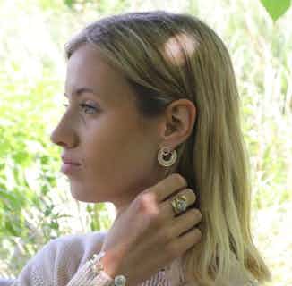 Seville Collection | Sustainably Sourced Slice Ear Jacket Circle Earrings | Gold from Little by Little in sustainably sourced jewellery, Women's Sustainable Clothing