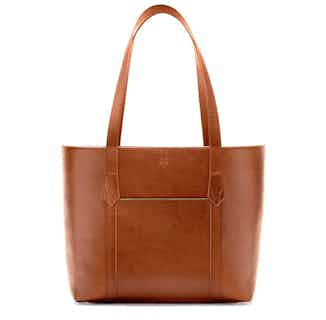 Maddox | Recycled PET Fibre Large Women's Tote | Cognac & Emerald from Watson & Wolfe