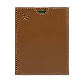 Lightweight Corn Plant Leather Nano Card Case | Toffee from Watson & Wolfe in luxury vegan wallets & cardholders, ethical men's fashion accessories