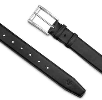 Astor | Microfiber Vegan Leather Belt with Square Buckle | Black from Watson & Wolfe in vegan leather belts for men, ethical men's fashion accessories