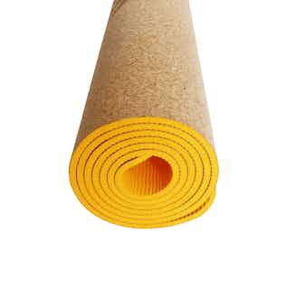 Yoga Mat | Organic Cork & Recycled Rubber | Yellow Saffron Sun from Yatay Yoga in sustainable sports equipment, Sustainable Homeware & Leisure