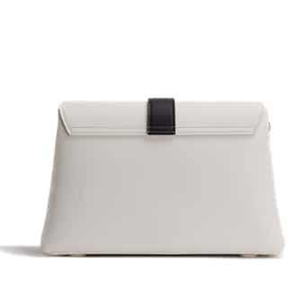 Emily | Recycled Plastic & Metals Crossbody Clutch Bag | White from GUNAS New York in vegan clutch bags, sustainable designer bags
