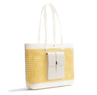St. Tropez | Vegan Leather Women's Tote Bag | White & Lemon Yellow from GUNAS New York