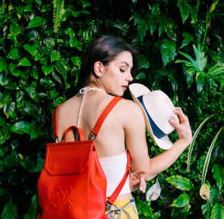Livia | Vegan Leather Women's Backpack | Red from GUNAS New York in sustainably made backpacks, sustainable designer bags