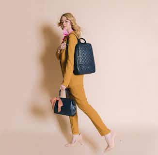 Cougar | Vegan Leather Quilted Backpack | Navy from GUNAS New York in sustainably made backpacks, sustainable designer bags