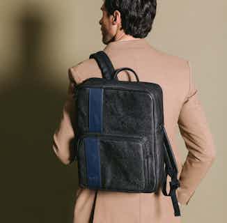 Vegan Leather Men's Backpack | Jared | Black & Blue from GUNAS New York in eco-friendly backpacks for men, ethically sourced bags