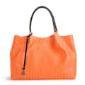 Naomi | Vegan Leather Women's Textured Tote Bag | Orange from GUNAS New York in sustainable canvas tote bags, sustainable designer bags