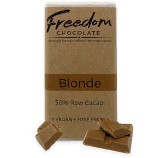Blonde | Organic Vegan Butterscotch Chocolate | 90G bar from Freedom Chocolate in ethical chocolate bars, ethically sourced chocolate