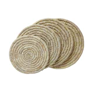 Table Mat | Handwoven Palm Leaf Homeware | Set of 4 | Round from So Just Shop in eco-friendly dinnerware, sustainable kitchen items