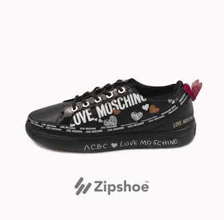 LoveMoschino | Vegan Leather Trainers | Black from ACBC in sustainable women's trainers, sustainable ethical shoes for women