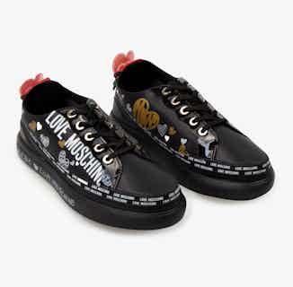 LoveMoschino | Vegan Leather Trainers | Black from ACBC in sustainable women's trainers, sustainable ethical shoes for women