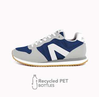 RecycleOne | Recycled Plastic Vegan Trainers | Grey & Navy from ACBC in ethical men's trainers, sustainable footwear for men