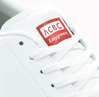 EasyGreen | Recycled Plastic and Cork Vegan Trainers | White & Red from ACBC in sustainable women's trainers, sustainable ethical shoes for women