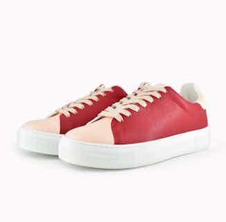 Alice+Olivia Thea | Corn Based Vegan Leather Trainers | Red from ACBC in sustainable ethical shoes for women, Women's Sustainable Clothing