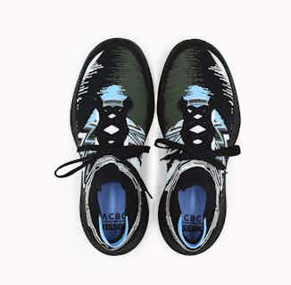 The Fly | Limited Edition Recycled Plastic Knit Trainer | Black & Light Blue from ACBC