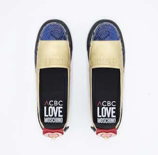 LoveMoschino | Vegan Leather Espadrilles  | Gold from ACBC in sustainable women's trainers, sustainable ethical shoes for women