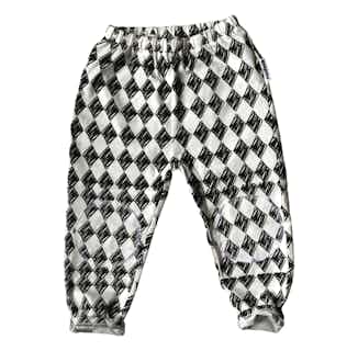 Creator | GOTS Certified Organic Cotton Kid's Playpants | Black & White Scribble from Nudnik in sustainable baby & toddler clothing, Sustainable Children's Clothing