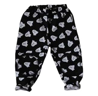 Creator | GOTS Certified Organic Cotton Kid's Playpants | Black & White Ghost Trickery from Nudnik in sustainable girls clothing, Sustainable Children's Clothing