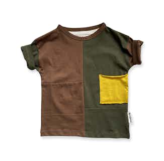 Disruptor | GOTS Certified Organic Cotton Kid's Tee | Green & Brown Retro from Nudnik in sustainable baby & toddler clothing, Sustainable Children's Clothing