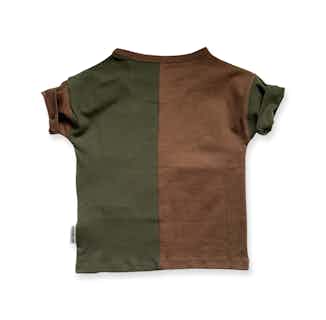 Disruptor | GOTS Certified Organic Cotton Kid's Tee | Green & Brown Retro from Nudnik in sustainable baby & toddler clothing, Sustainable Children's Clothing