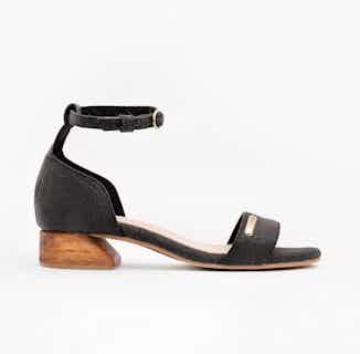 Chicago | Piñatex® Ankle Strap Low Block Heels | Charcoal from 1 People in ethically made heels, sustainable ethical shoes for women