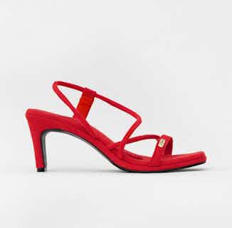 Vegas | Recycled Strappy High Heels | Ruby Red from 1 People in ethically made heels, sustainable ethical shoes for women